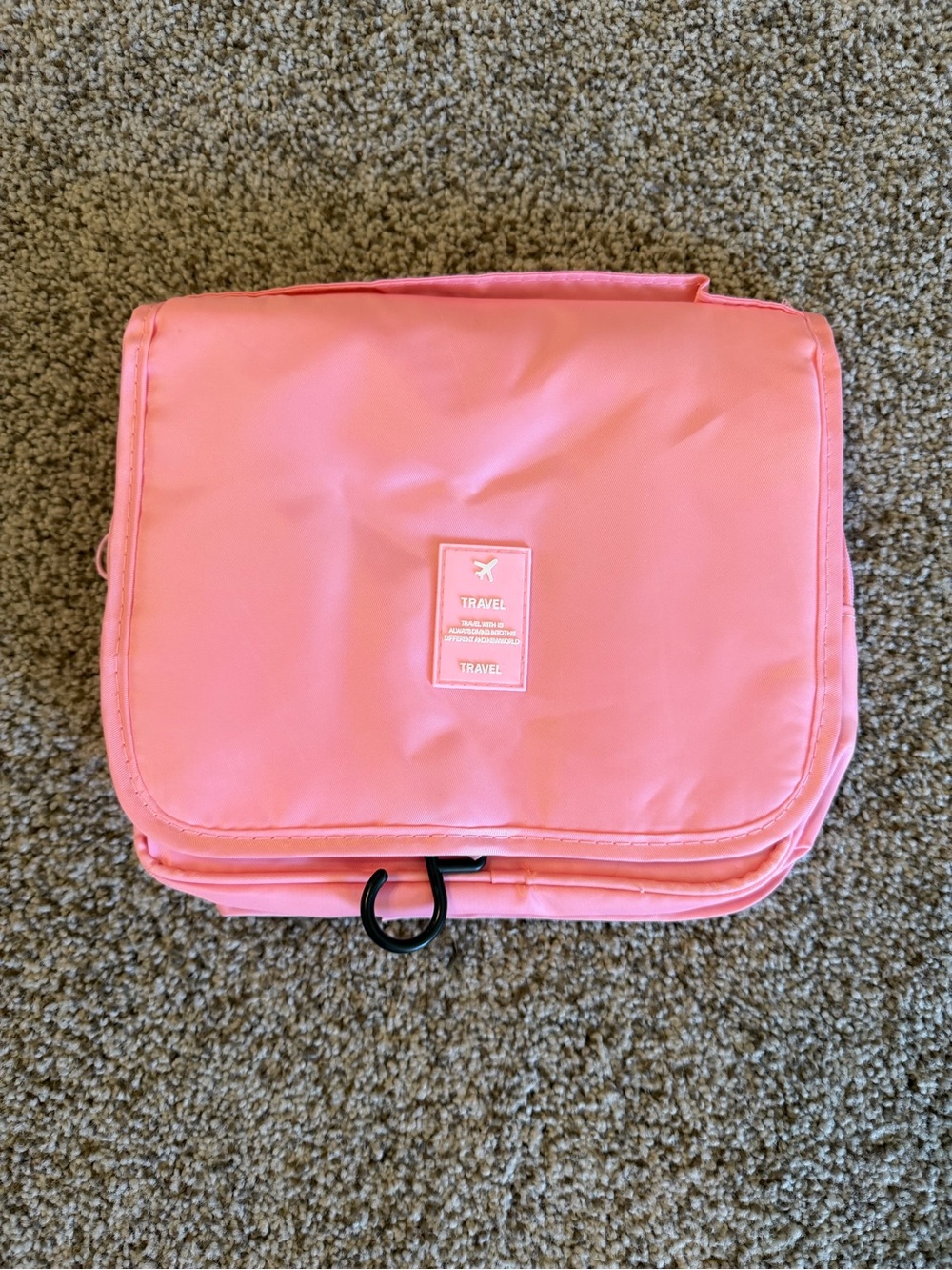 Compact Pink Hanging Travel Toiletry Bag